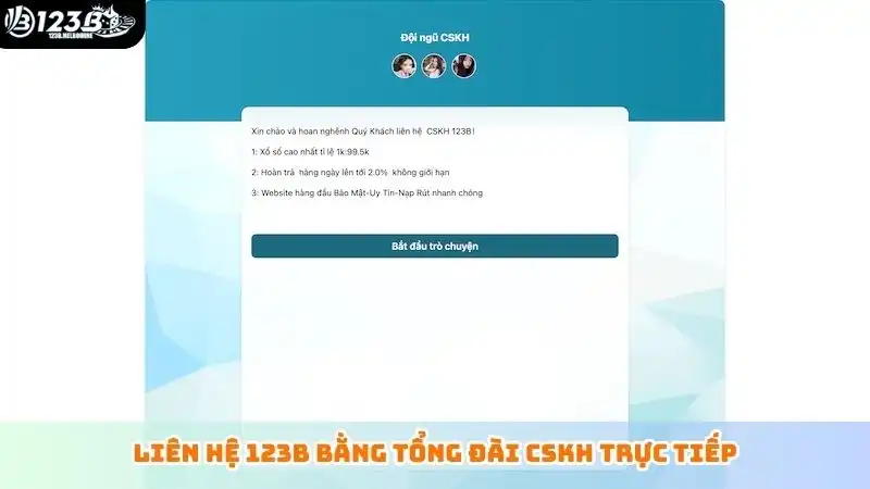Liên hệ 123B bằng tổng đài CSKH trực tiếp