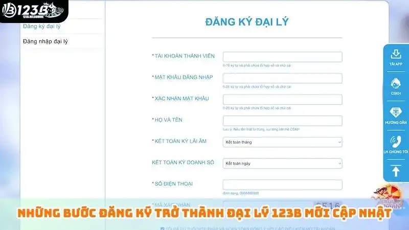 Những bước đăng ký trở thành đại lý 123B mới cập nhật
