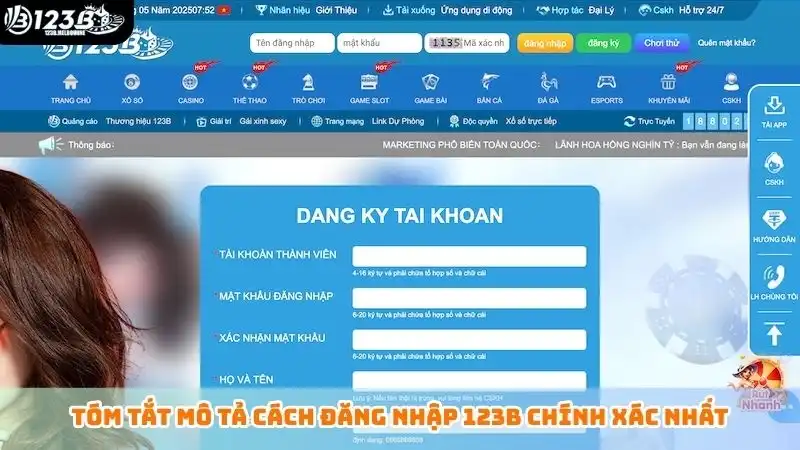 Hướng dẫn đăng nhập 123B chính xác nhất